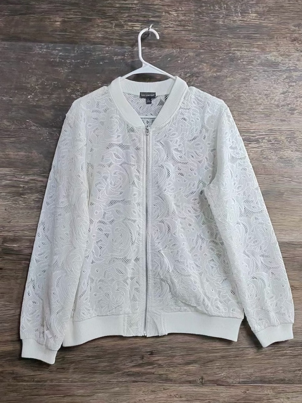 The Limited White Lace Bomber Jacket